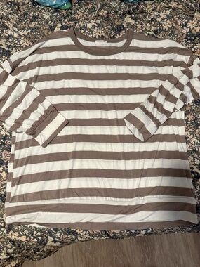 NWOT - Chic Soul Brown and White Striped Long Sleeve Tee